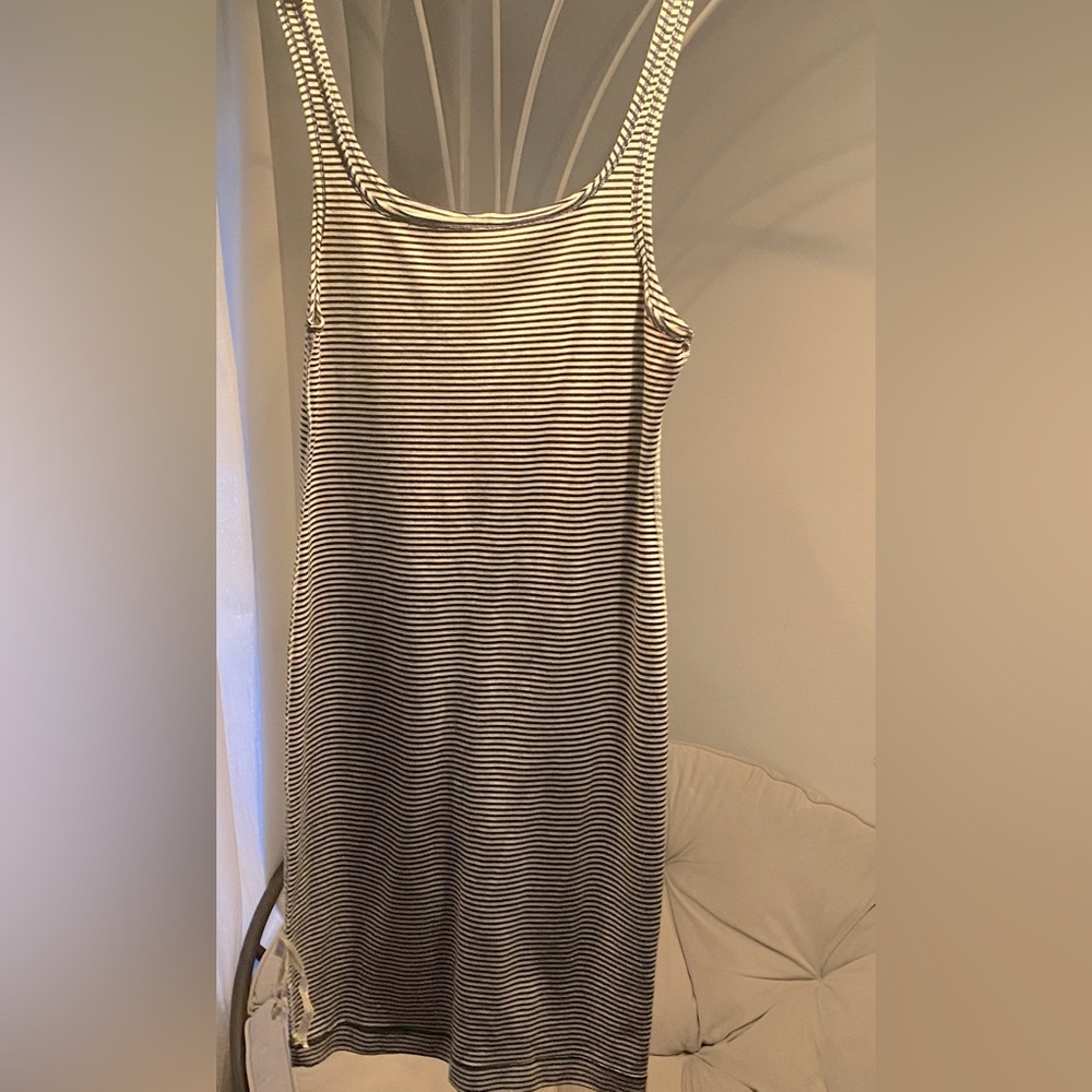 Zara Black and White thin striped bodycon mini dress